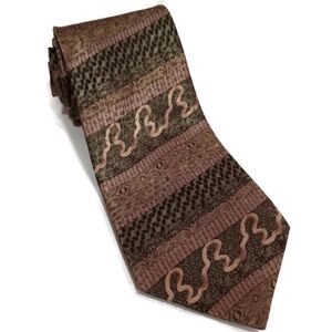 Salvatore Pellegrino Handmade Silk Tie Gold, Olive Green, Black Abstract Print